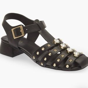 NEW Cecelia New York Size 10 Gigi Embellished Fisherman Flats -  Black